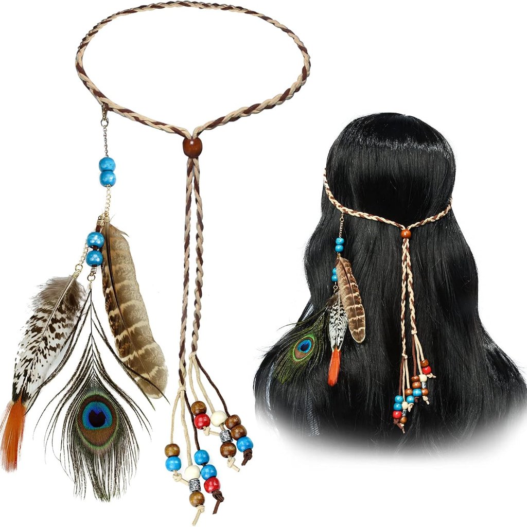 Boho Feather Headbands Indian Feather Headband Peacoak Headpieces Festival Costu